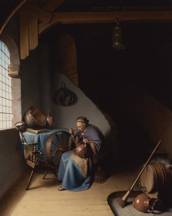 Gerrit Dou An Interior with a Woman eating Porridge (mk33) Sweden oil painting art